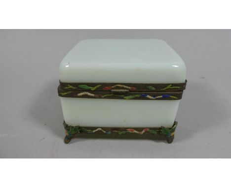 An Oriental Trinket Box with Polychrome Enamel Banding, Mark to Base, 7.5cm high and 9.5cm Wide 