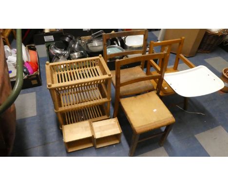 A Collection of Furniture to Include Two Children's Chairs, Child's Commode, Plate Rack etc 
