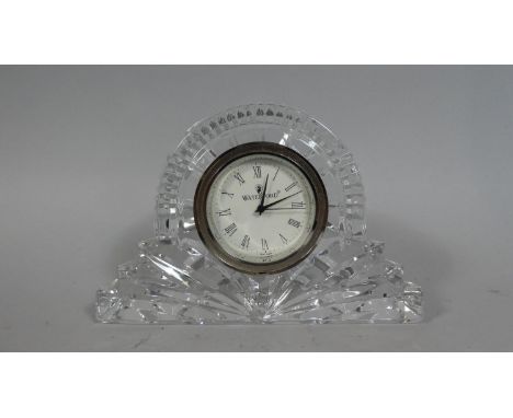 A Waterford Crystal Glass Mantle Clock, 18cm wide 