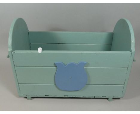 A Wooden Painted Planter with Turned Wooden Handles, 53cm High 