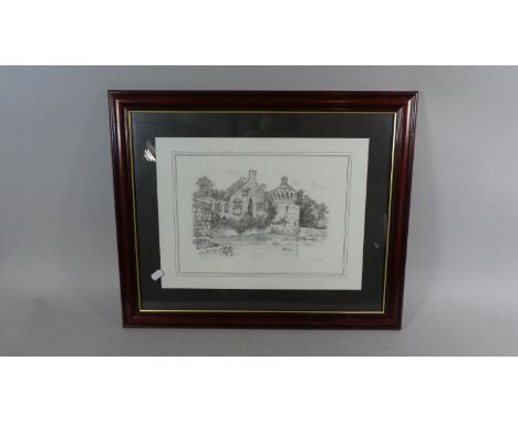 A Pencil Sketch of a Mill with Swans to Foreground 