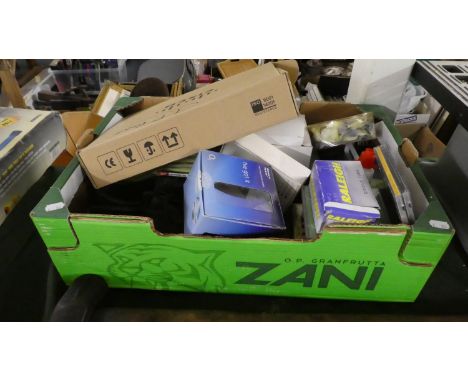 A Collection of Sundries to Include Shoes, Telephone, Car lamp, Rally Cycle Tube, CD's etc