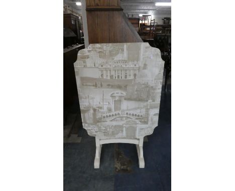 A Decoupage Tilting Painted Fire Screen 