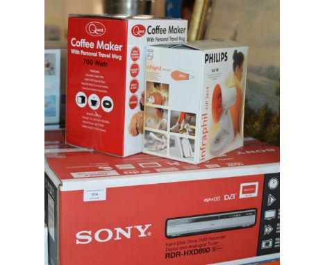SONY DVD PLAYER IN BOX, COFFEE MAKER &amp; PHILIPS LAMP     