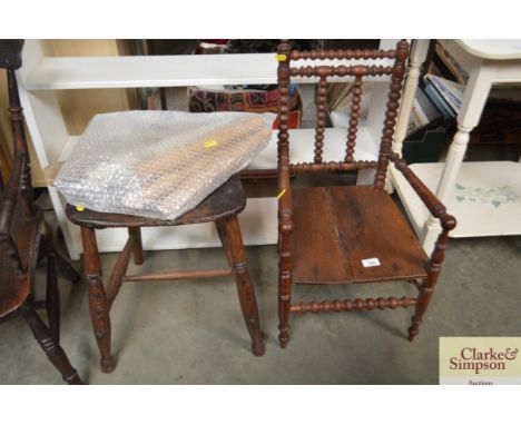A bobbin turned child's chair and another for restoration
