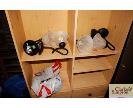 Four wall light fittings and a bag of electrical fittings 