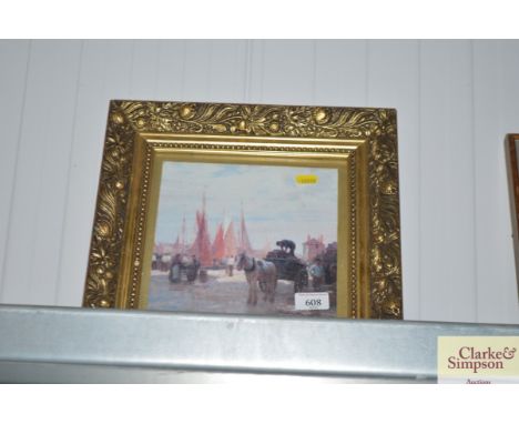 A gilt framed and glazed print of "Brixham Harbour Cornwall" by Tariq Williams 