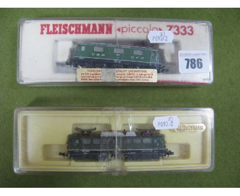 Two 'N' Gauge Outline Continental Electric Locomotives, Fleischmann Piccolo #7333 SBB R/No. 11127 Swiss Railway Single Pantog