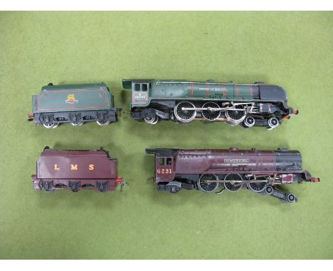 Two Hornby Dublo 4mm Duchess Class 4-6-2 Steam Locomotives and Six Wheel Tenders, unboxed, three rail Duchess of Atholl LMS m