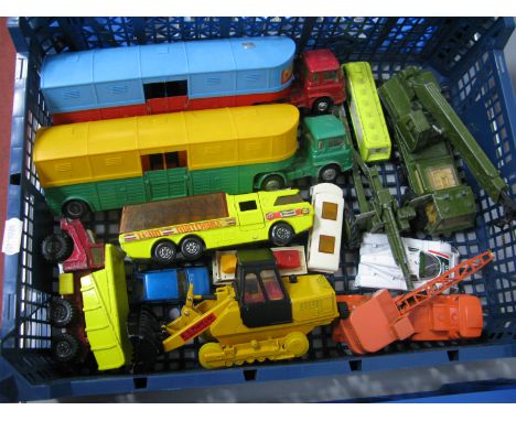 A Quantity of Diecast Model Vehicles, by Dinky, Corgi, Matchbox including Super Kings K-7 racing car transporter, playworn.