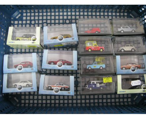 Fourteen Oxford 1:76th Scale Diecast Model Lineside Vehicles, including VW Golf MK1, boxed.