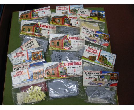 A Quantity of Airfix "HO/OO" Gauge Plastic Construction Kits, factory sealed poly bags, engine sheds (5), signal box, platfor