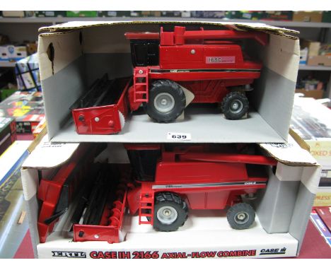 Two Ertl 1:32nd Scale Diecast Model Combine Harvesters, #291 Case IH 2166 Axial-Flow Combine, #443 Case 1680 Axial Flow Combi