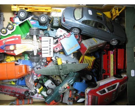 A Quantity of Diecast and Plastic Model Vehicles, by Britains, Maisto, Dinky, Corgi and other, playworn.