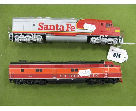 Two "HO" Gauge Unboxed American Outline Co-Co Diesel Locomotives, unboxed "Santa Fe" R/No. 93, plus "Southern Pacific" R/No. 
