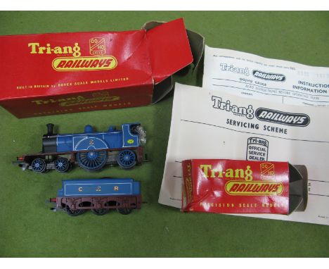Triang OO Gauge/4mm Ref R.533 CR 'Caledonian Single' 4-2-2 Steam Locomotive, plus Ref R554 six wheel tender - both boxed, fin