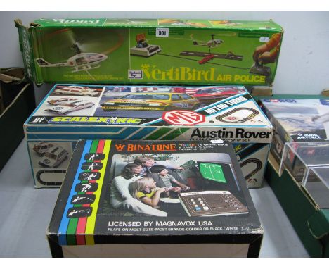 A Scalextric (Circa 1983) Austin Rover 'MG Metro Turbo' Class Championship Set, Binatone colour TV game MK6 including gun. A 