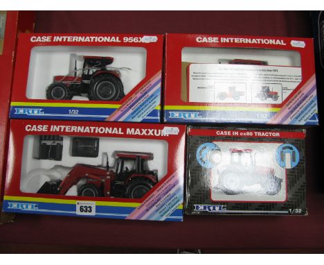 Four Ertl 1:32nd Scale Diecast Model Tractors, #675 Case International Maxxum, #427 Case International,  #661 Case Internatio