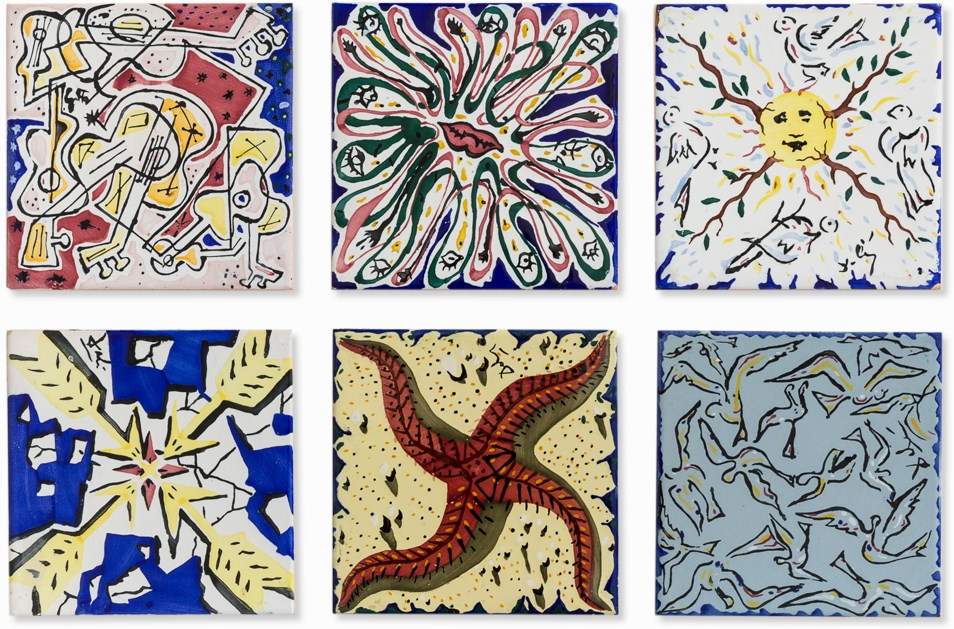 Salvador Dal 6 Motivic Variegated Tiles Spain 1954 Ceramic   Original 