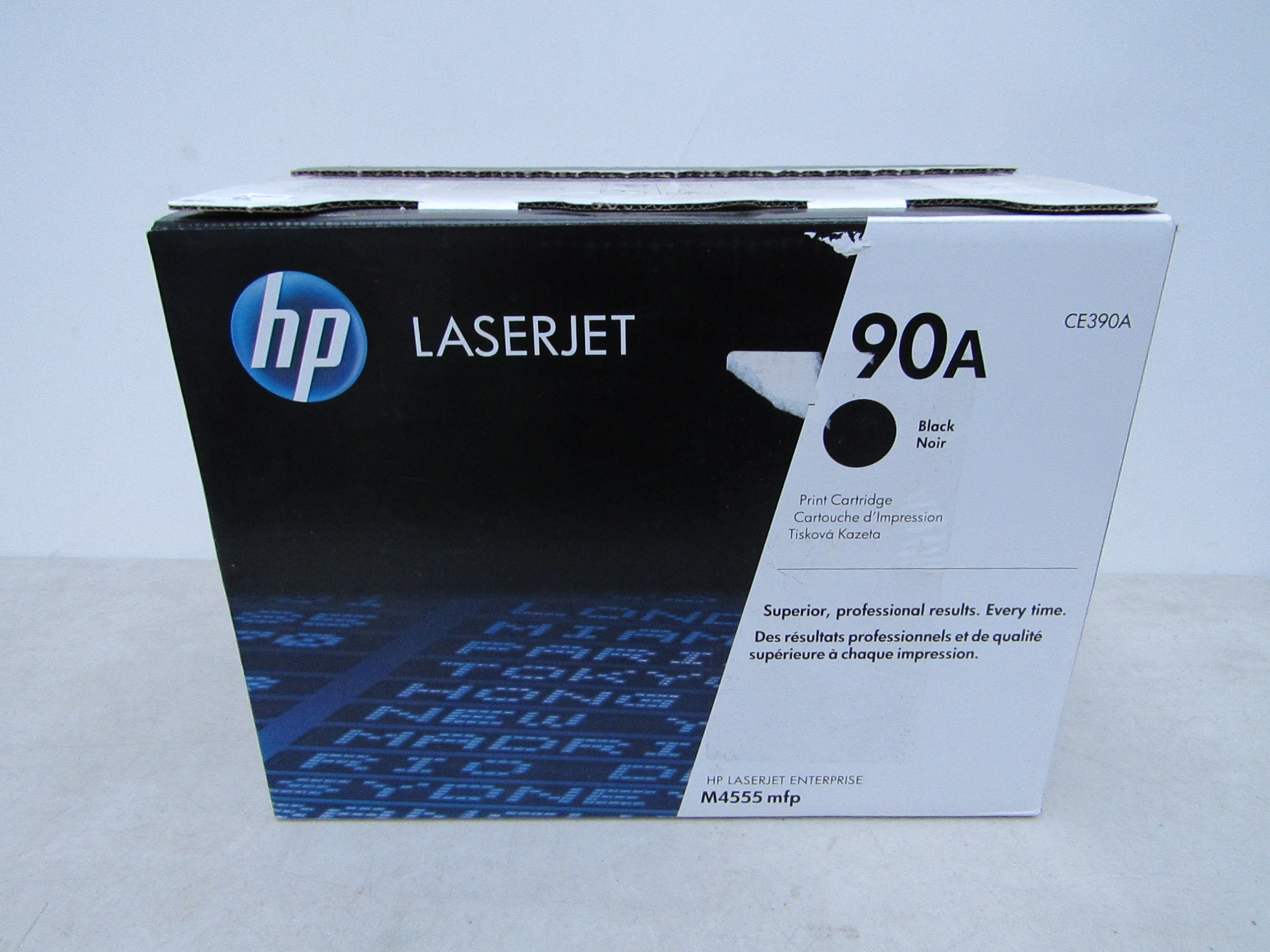 HP LaserJet 90a in black colour, boxed.