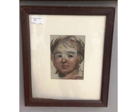 An unfinished portrait oil/gouache sketch of a gentleman's head, possibly a preparatory study