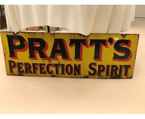 An enamel Pratts Perfection spirit sign