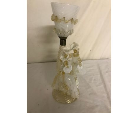 A Murano glass lamp depicting a couple dancing