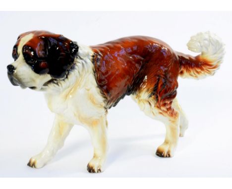 A GOEBEL EARTHENWARE MODEL OF ST BERNARD DOG, 29CM H