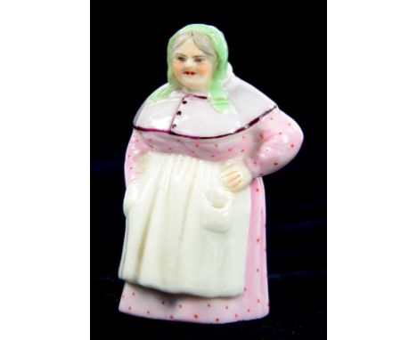 A ROYAL WORCESTER CANDLE SNUFFER MODELLED AS A FRENCH COOK, 6.5CM H, GREEN PRITNED MARK, DATE CODE FOR 1898