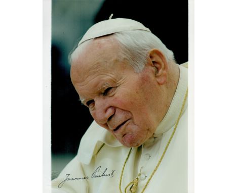 Pope John Paul II signed 14x11 colour photo. Pope John Paul II ( 18 May 1920 - 2 April 2005) was the head of the Catholic Chu