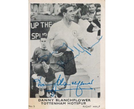 Danny Blanchflower signed 4x3 Tottenham Hotspur legend card. Robert Dennis Danny Blanchflower (10 February 1926 - 9 December 