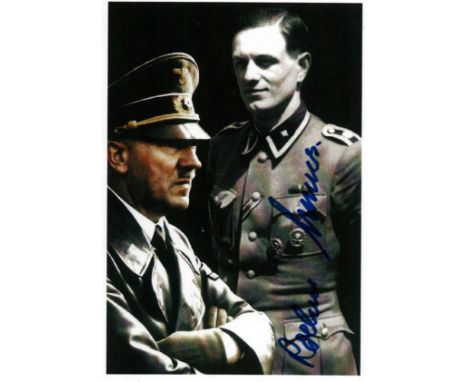 Rochus Misch signed 6x4 black and white photo. Rochus Misch (29 July 1917 - 5 September 2013) was a German Oberscharfuhrer (s