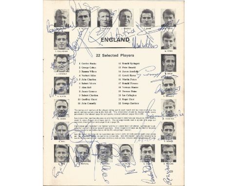 England World Cup 1966 squad multi signed vintage programme includes all 22 members of the victorious squad legends such as B