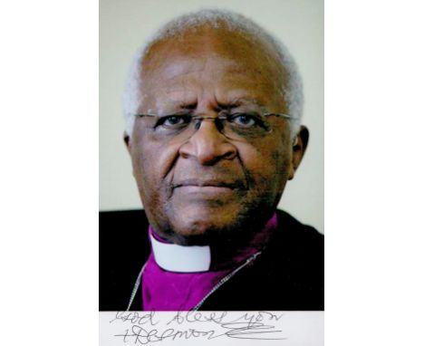 Desmond Tutu signed 6x4 colour photo. Desmond Mpilo Tutu OMSG CH GCStJ (7 October 1931 - 26 December 2021) was a South Africa