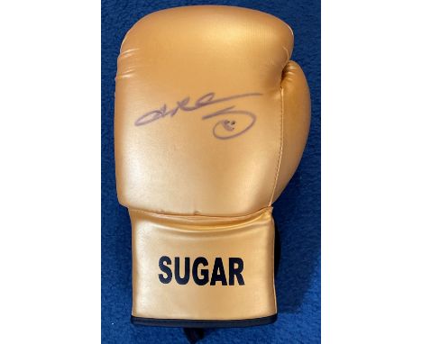 Sugar Ray Leonard signed Golden Sugar Boxing Glove. Ray Charles Leonard (born May 17, 1956), best known as Sugar Ray Leonard,
