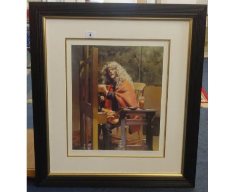 Robert Lenkiewicz (1941-2002), 'Self Portrait at Easel 1992', signed limited edition print 202/500 with certificate, 38cm x 3