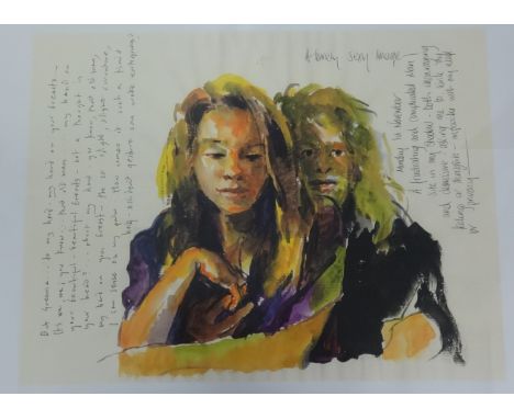 Robert Lenkiewicz (1941-2002), print 'Painter with Greenie', 26cm x 34cm.