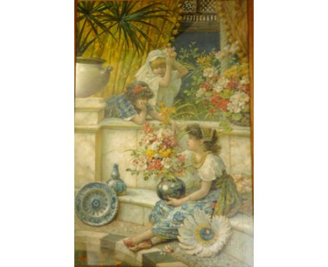 After William Stephen Coleman : Flowers of the East, (Pears Print), chromolithograph, 69 cm x 45 cm, framed.
