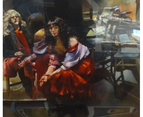 Robert Lenkiewicz (1941-2002), print facsimile signature, 'Painter with Karen', unframed.,62cm x 69cm