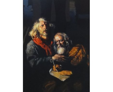 Robert Lenkiewicz (1941-2002), signed limited edition print No.463/585, 'Self Portrait with Self Portrait at Ninety', mounted