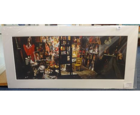 'The Studio of Robert Lenkiewicz' photograph by Derek Harris, mounted, 35cm x 87cm also an exhibition poster on local educati