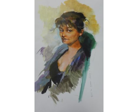 Robert Lenkiewicz (1941-2002), print 'Girl in Green Chair', 36cm x 23cm.