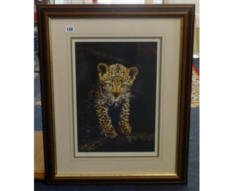 Steven Townsend, limited edition signed print 'Leopard' and another, together with a large winter scene the largest 50cm x 67