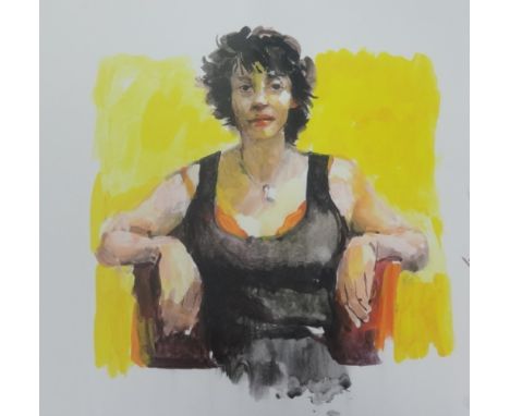 Robert Lenkiewicz (1941-2002), print 'Seated Woman', 23cm x 21cm.