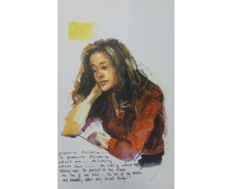 Robert Lenkiewicz (1941-2002), print 'Greenie Thinking', 33cm x 25cm.