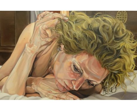 Jo Beer, oil on canvas 'Fleshy Self', Self Portrait 2015, signed, 60cm x 90cm