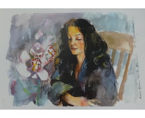 Robert Lenkiewicz (1941-2002), print 'Anna Navis with Orchards', 25cm x 34cm.
