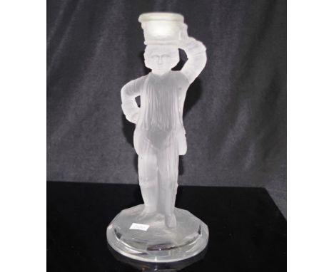 Antique frosted crystal candlestick height approx 25cm