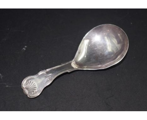 George III sterling silver caddy spoon hallmarks rubbed, embossed handle, (weight 10grams approx).