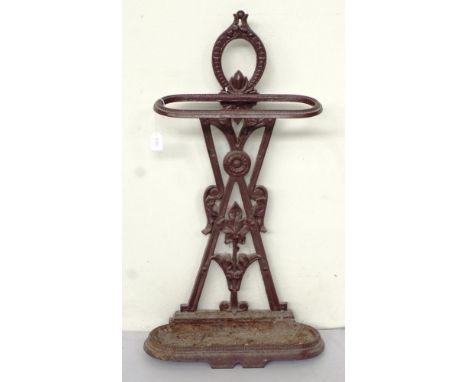 Early cast iron stick stand 35cm wide, 65cm high approx